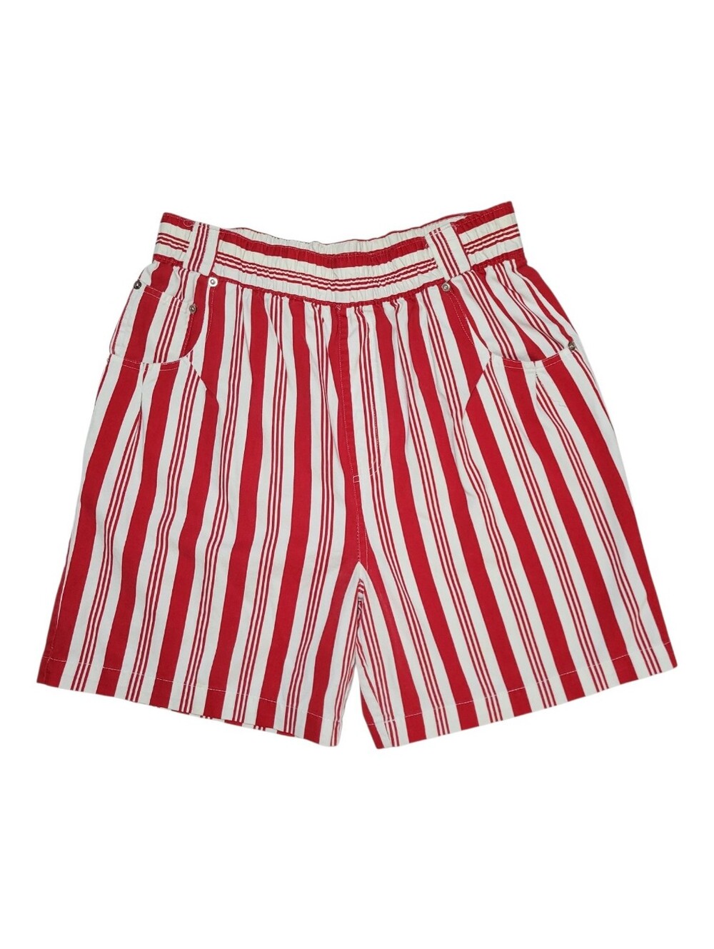 Has Stains 90s Vintage CornerStone High Waisted Red Candy Cane Striped Shorts L